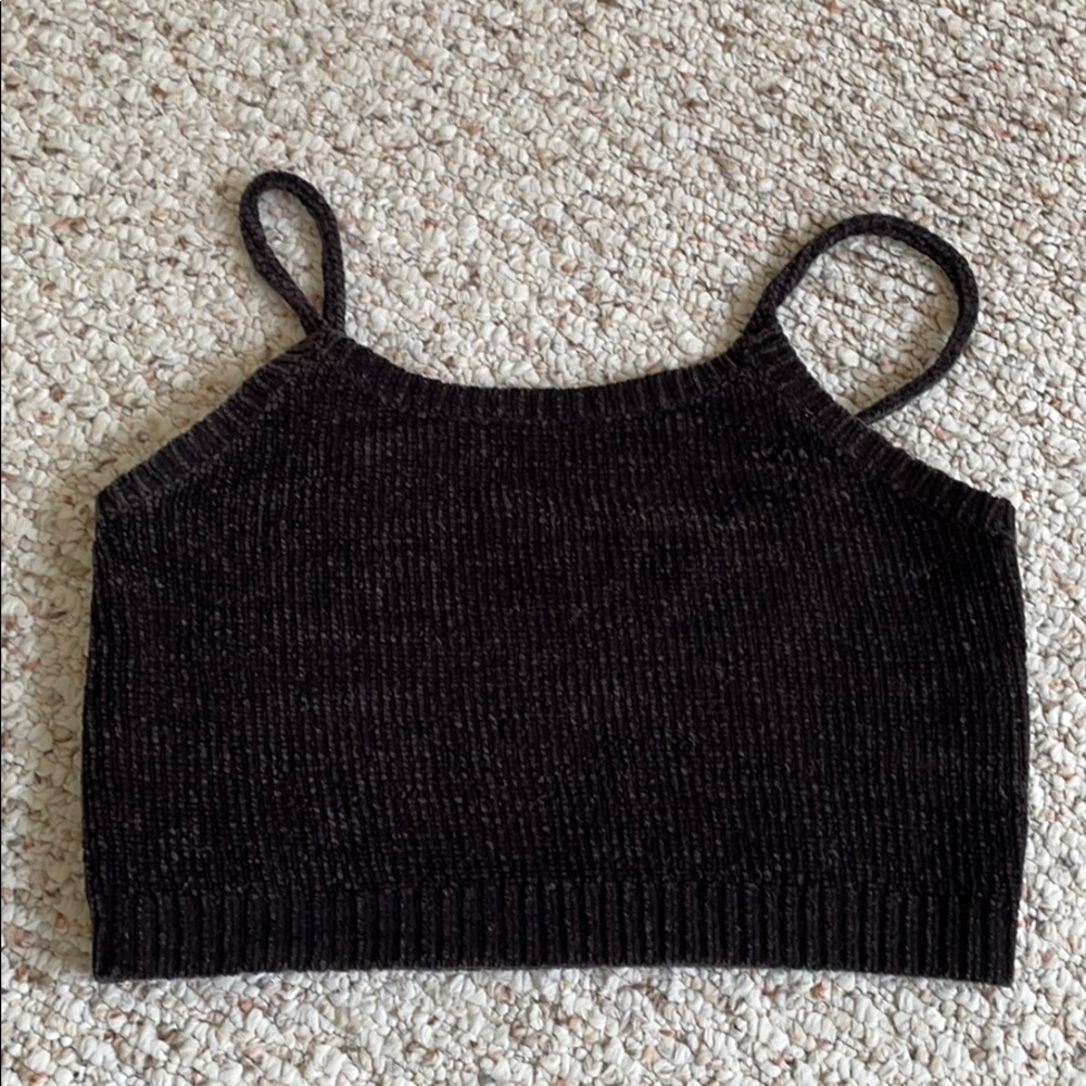 Black textured crop top